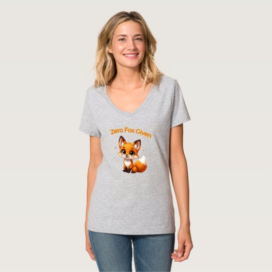 Cute Cartoon Fox – Adorable Kawaii Style Tシャツ (正面フル)