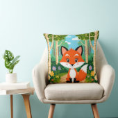 Cute Cartoon Fox Sitting On Forest Path クッション (椅子)