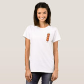 Cute Cartoon Fried Food Skewer with Happy Kawaii Tシャツ (正面フル)
