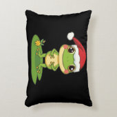 Cute Cartoon Frog Character Wearing a Santa Hat on アクセントクッション (正面(垂直))