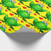 cute Cartoon Frog Cheerfulカエルの王子の黄色 ラッピングペーパー (角)
