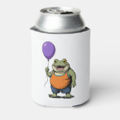 Cute Cartoon Frog Holding Purple Balloon 缶クーラー (缶裏面)
