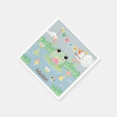Cute Cartoon Frog Pond Birthday Party スタンダードカクテルナプキン (角)