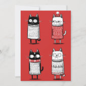 Cute Cartoon Funny Cats Lover Red Meowy Christmas  シーズンカード (正面)