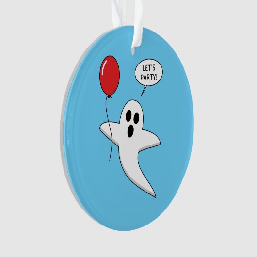 Cute Cartoon Ghost with Red Balloon オーナメント (正面)