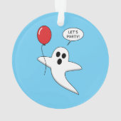 Cute Cartoon Ghost with Red Balloon オーナメント (裏面)