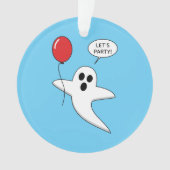 Cute Cartoon Ghost with Red Balloon オーナメント (正面)