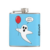 Cute Cartoon Ghost with Red Balloon | Add Name フラスク (正面)