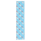Cute Cartoon Ghost with Red Balloon Pattern ショートテーブルランナー (正面)