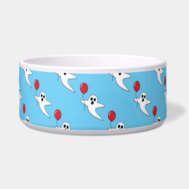 Cute Cartoon Ghost with Red Balloon Pattern ボウル (正面)