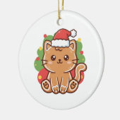 Cute Cartoon Gingerbread Cat Cookie Christmas セラミックオーナメント (左)