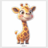 Cute Cartoon Giraffe Standing Cheerfully シール (シート)