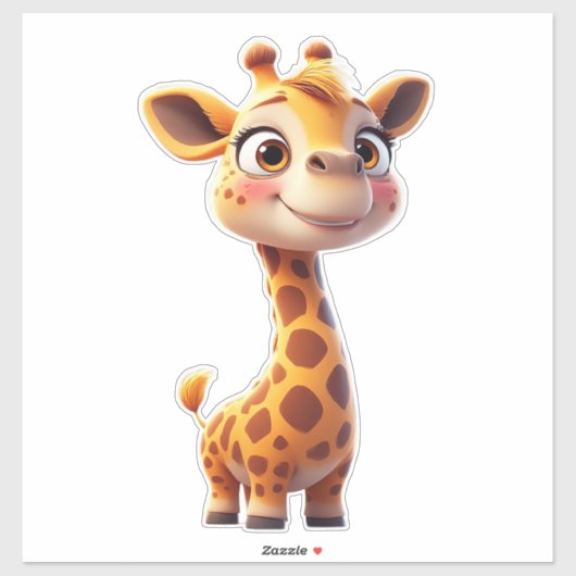 Cute Cartoon Giraffe Standing Cheerfully シール (シート)