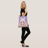 Cute Cartoon Girl White Bunny Hat Tote Bag トートバッグ (モデル)