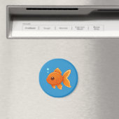 Cute Cartoon Goldfish on Blue マグネット (インサイチュ (食洗機))