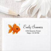 Cute Cartoon Goldfish Return Address ラベル (インサイチュ)