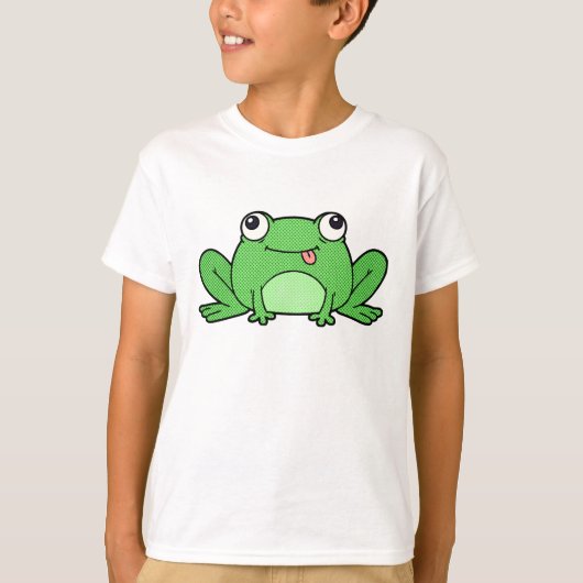 Cute Cartoon Green Frog Kids T-Shirt Tシャツ (正面)