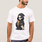 Cute Cartoon Grim Reaper Hugging Tシャツ (正面)