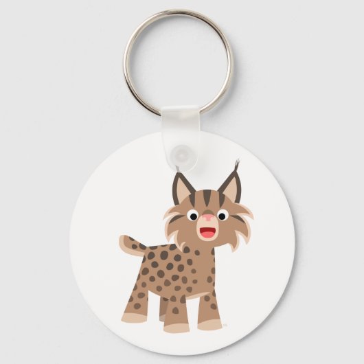 Cute Cartoon Happy Lynx Keychain キーホルダー (正面)
