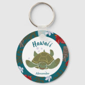 Cute Cartoon Hawaii Sea Turtle Tropical  キーホルダー (正面)