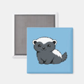Cute Cartoon Honey Badger on Blue マグネット (正面/裏面)