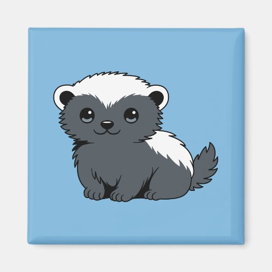 Cute Cartoon Honey Badger on Blue マグネット (正面)
