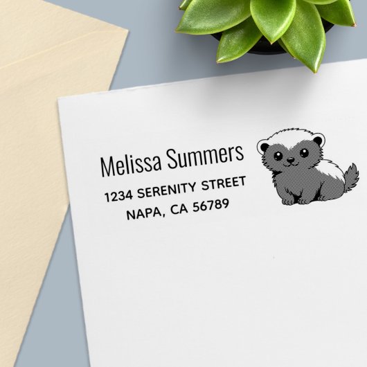 Cute Cartoon Honey Badger Return Address セルフインキングスタンプ