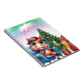 Cute Cartoon Horse New Year's Eve Celebration ノートブック (右側)