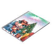 Cute Cartoon Horse New Year's Eve Celebration ノートブック (左側)