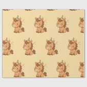 Cute Cartoon Horse with Party Hat Wrapping Paper ラッピングペーパー (フラット)