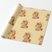Cute Cartoon Horse with Party Hat Wrapping Paper ラッピングペーパー (アンロールド)