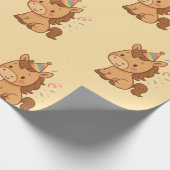 Cute Cartoon Horse with Party Hat Wrapping Paper ラッピングペーパー (角)