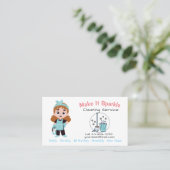 Cute Cartoon House Cleaning Services Business Card 名刺 (スタンド正面)