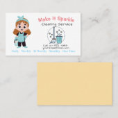 Cute Cartoon House Cleaning Services Business Card 名刺 (正面/裏面)