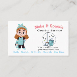 Cute Cartoon House Cleaning Services Business Card 名刺