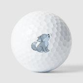 Cute Cartoon Howling Wolf Pup ゴルフボール (正面)