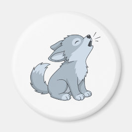 Cute Cartoon Howling Wolf Pup マグネット