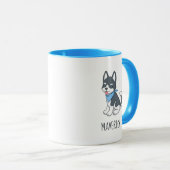 Cute Cartoon Husky Puppy Dog Custom Name マグカップ (正面右)