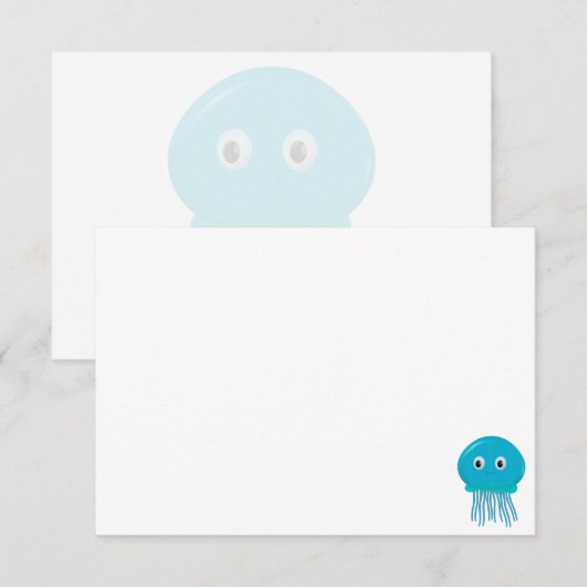 Cute Cartoon Jellyfish Custom Blank ノートカード (正面/裏面)