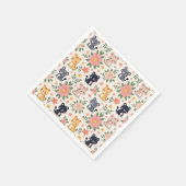 Cute Cartoon Jungle Cats and Flowers スタンダードカクテルナプキン (角)