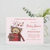 Cute Cartoon Kitten in a Box Baby Shower 招待状 (スタンド正面)