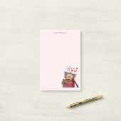 Cute Cartoon Kitten in a Box with Hearts ポストイット (デスク上)