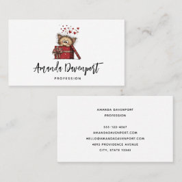 Cute Cartoon Kitten in a Box with Hearts 名刺