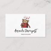 Cute Cartoon Kitten in a Box with Hearts 名刺 (正面)