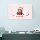 Cute Cartoon Kitten in a Box with Hearts Birthday 横断幕 (トレードショー)