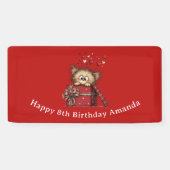 Cute Cartoon Kitten in a Box with Hearts Birthday 横断幕 (横)