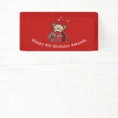 Cute Cartoon Kitten in a Box with Hearts Birthday 横断幕 (インサイチュ)