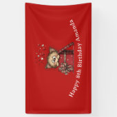 Cute Cartoon Kitten in a Box with Hearts Birthday 横断幕 (縦)