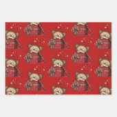 Cute Cartoon Kitten in a Box with Hearts Pattern ラッピングペーパーシート (正面3)