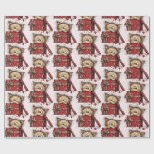 Cute Cartoon Kitten in a Box with Hearts Pattern ラッピングペーパー (フラット)